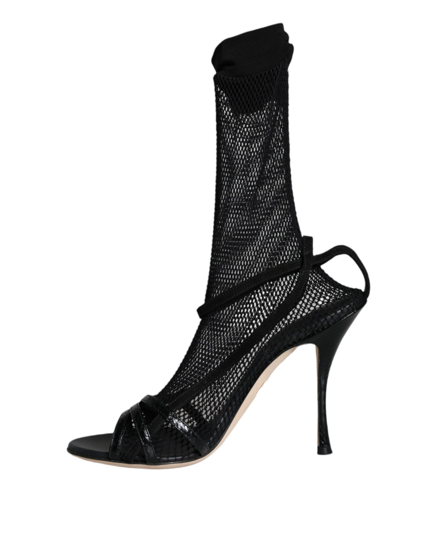 Dolce &amp; Gabbana Schwarze Mesh-Stiletto-Sandalen