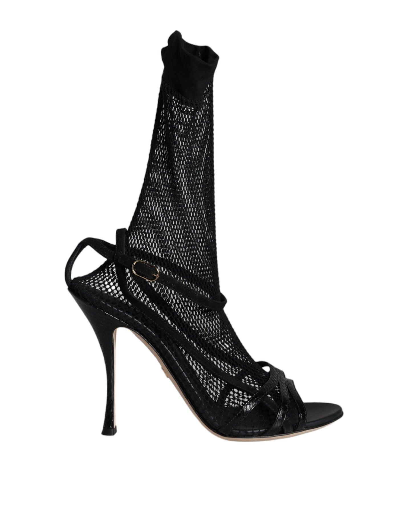 Dolce &amp; Gabbana Schwarze Mesh-Stiletto-Sandalen
