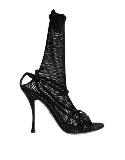 Dolce &amp; Gabbana Schwarze Mesh-Stiletto-Sandalen