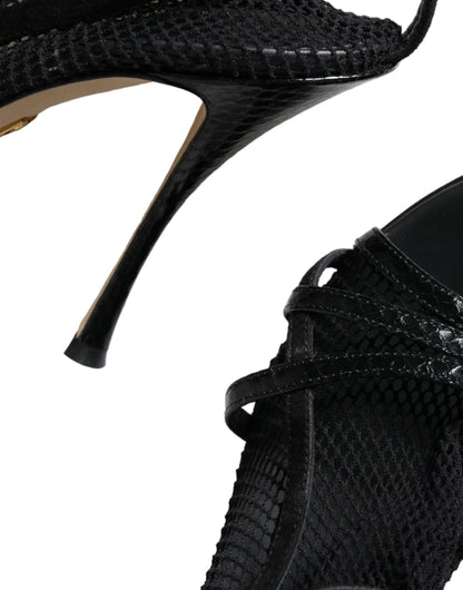 Dolce &amp; Gabbana Schwarze Mesh-Stiletto-Sandalen
