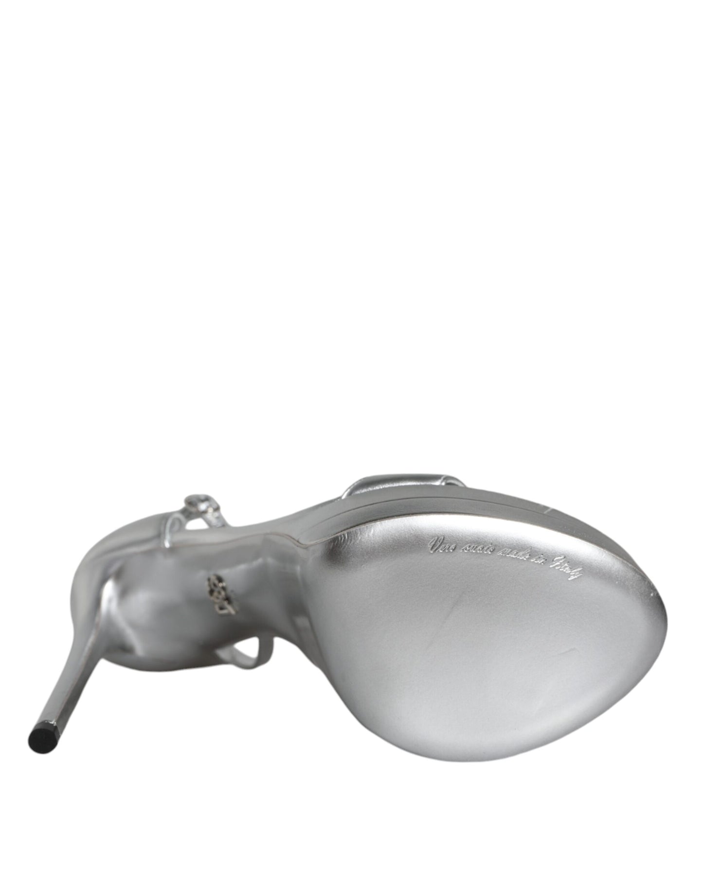 Dolce &amp; Gabbana Keira Sandalen aus silbernem Leder mit Plateau