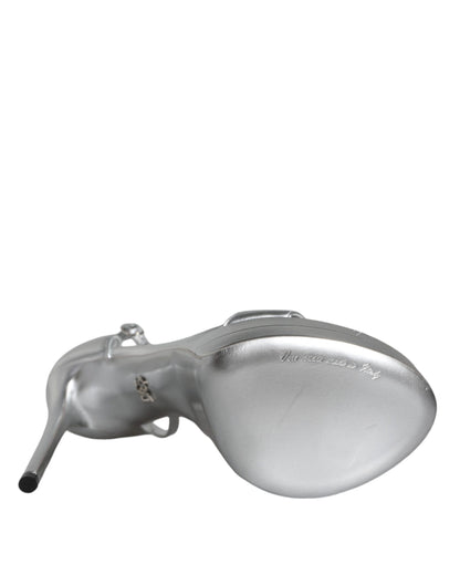 Dolce &amp; Gabbana Keira Sandalen aus silbernem Leder mit Plateau