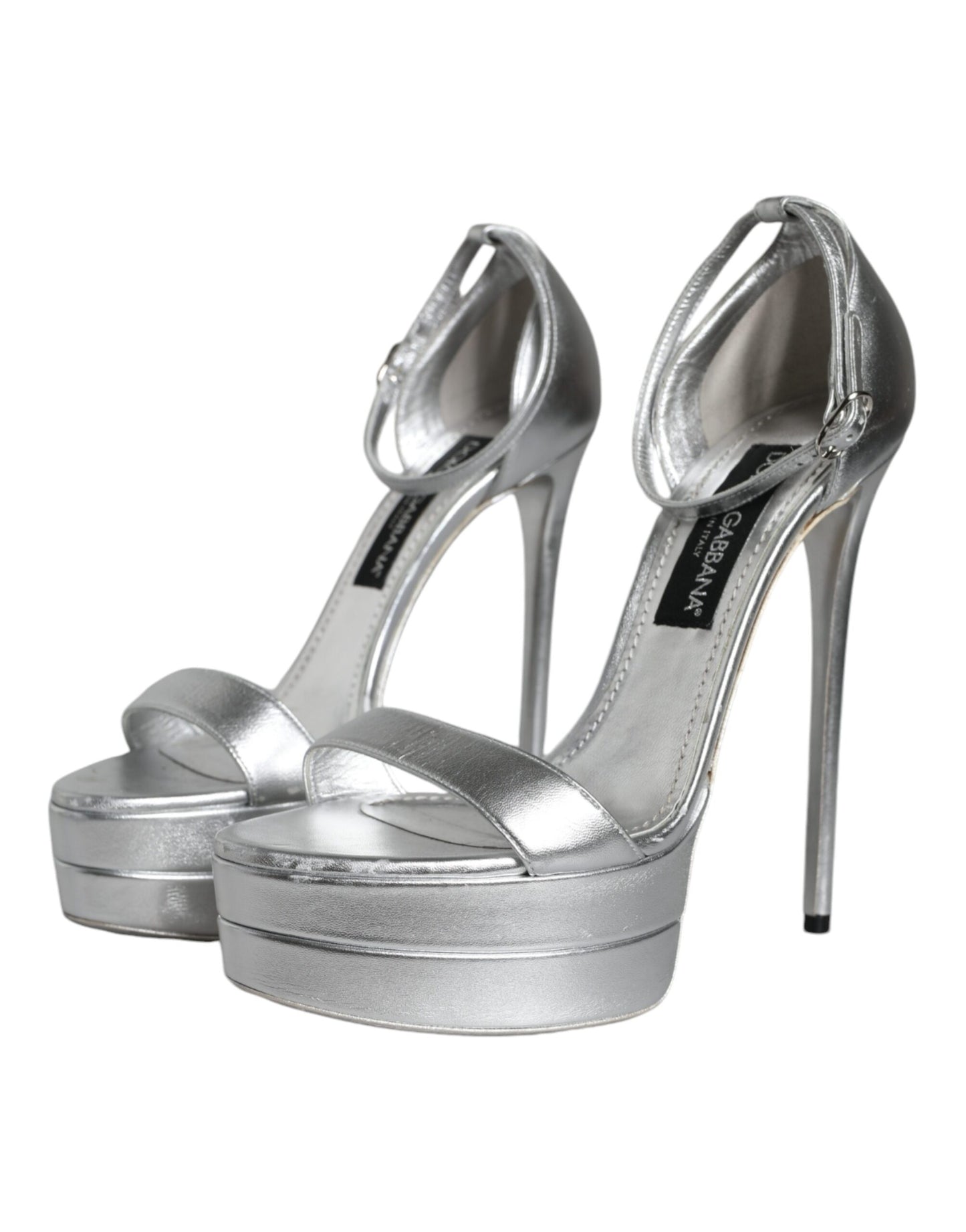 Dolce &amp; Gabbana Silber KEIRA Heels Knöchelriemen Sandalen Schuhe