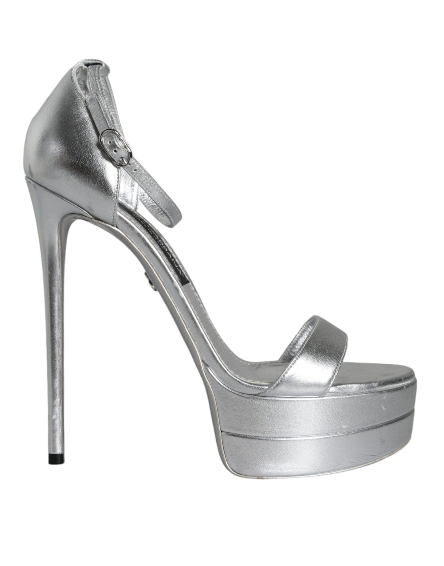 Dolce &amp; Gabbana Silber KEIRA Heels Knöchelriemen Sandalen Schuhe