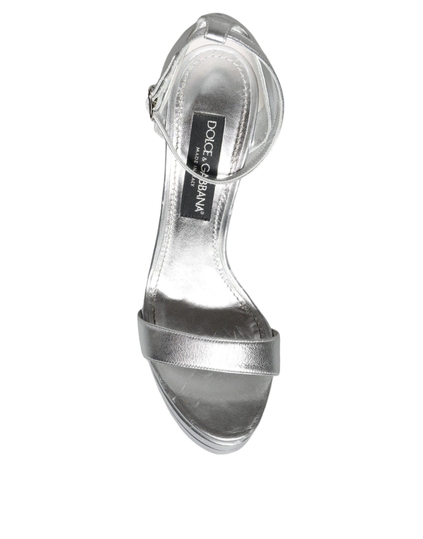 Dolce &amp; Gabbana Silber KEIRA Heels Knöchelriemen Sandalen Schuhe