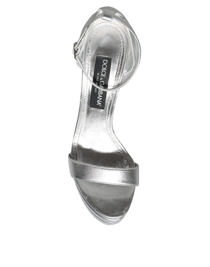 Dolce &amp; Gabbana Silber KEIRA Heels Knöchelriemen Sandalen Schuhe