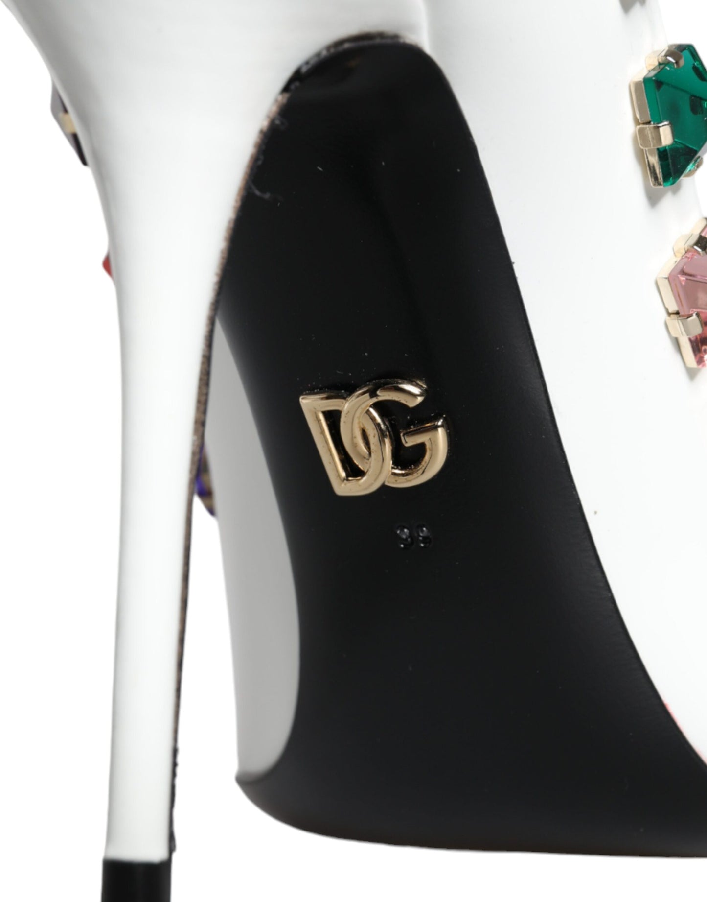 Dolce &amp; Gabbana Weiße Kristalle Leder High Heels Pumps Schuhe