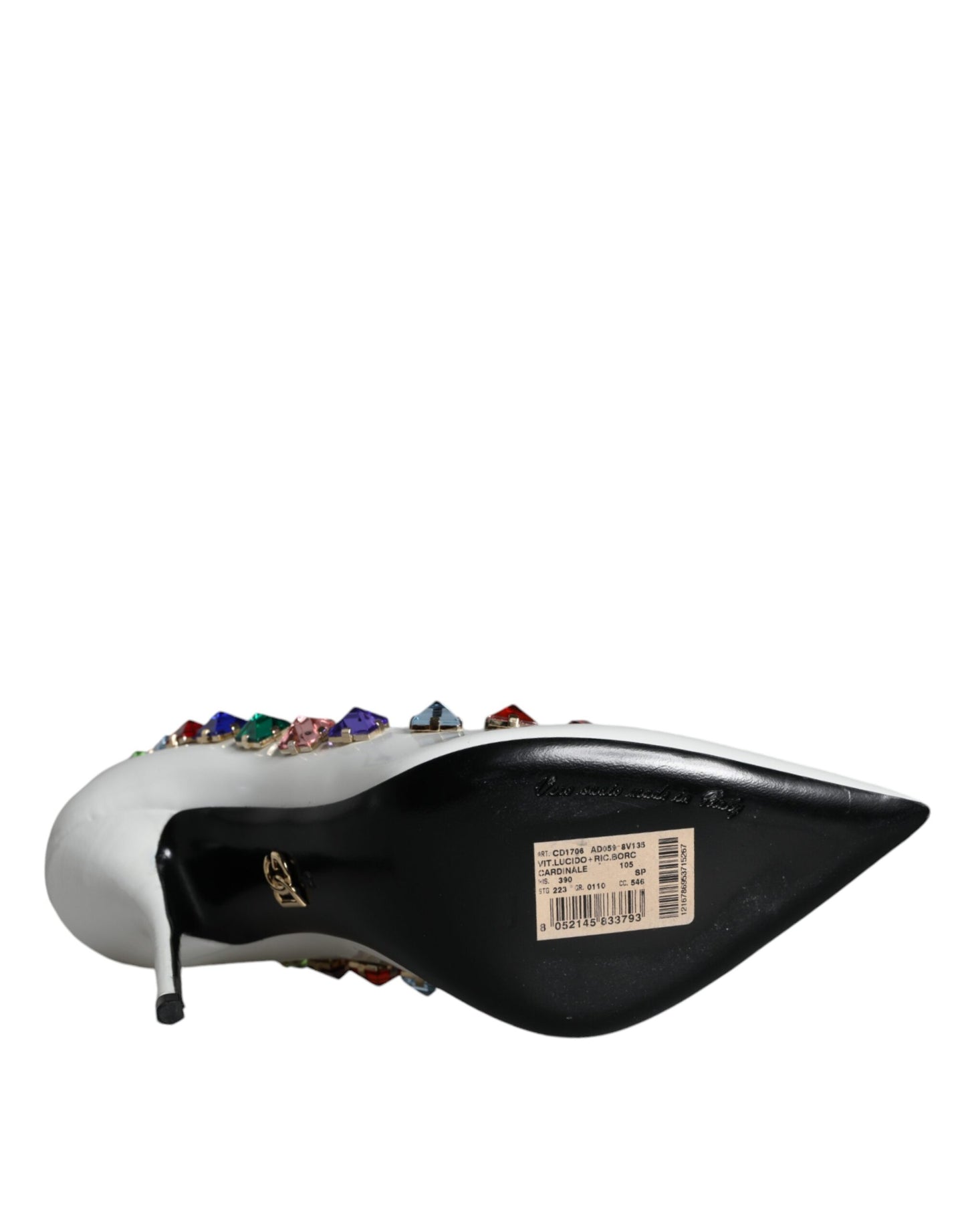 Dolce &amp; Gabbana Weiße Kristalle Leder High Heels Pumps Schuhe