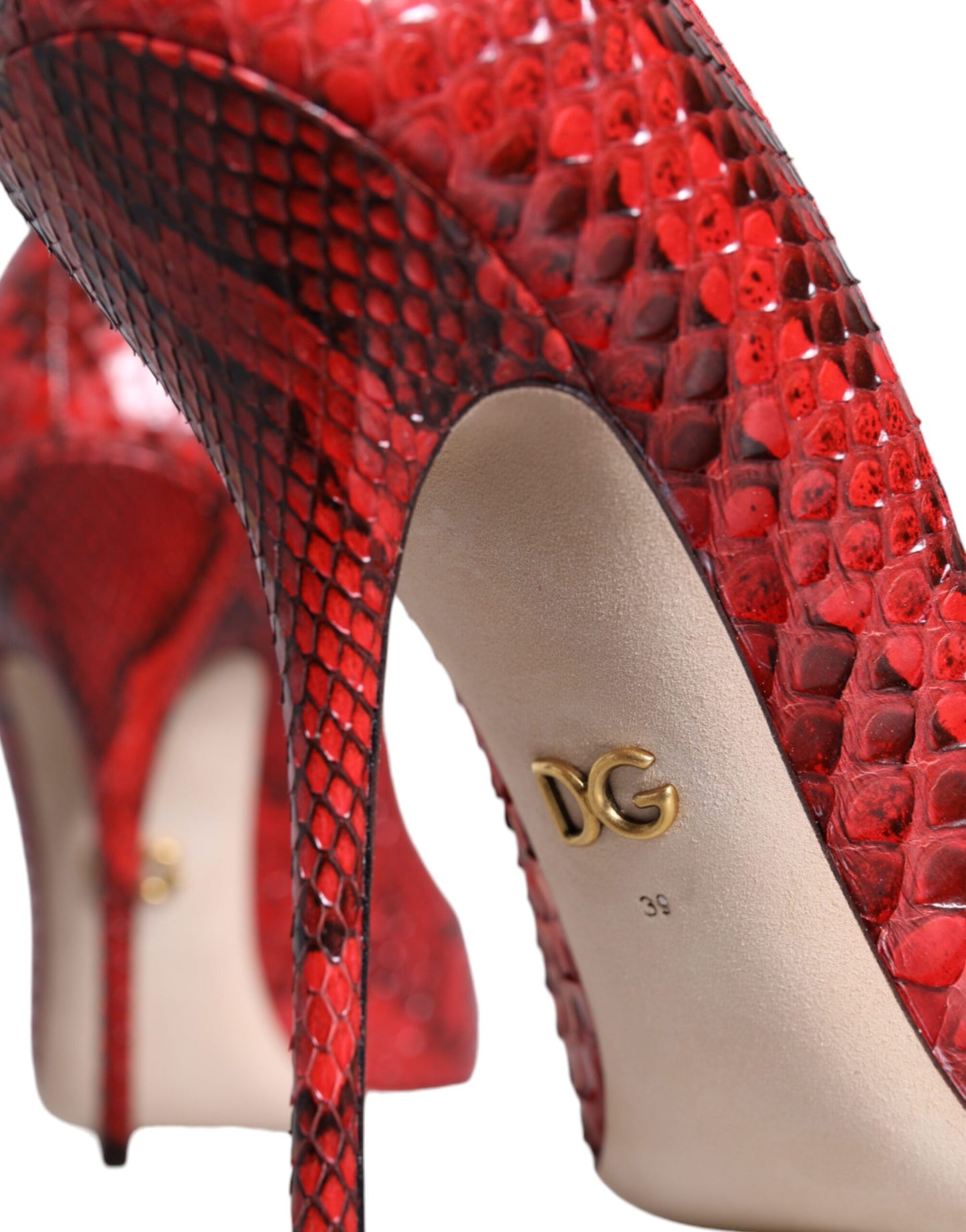 Dolce &amp; Gabbana Rote Leder Stiletto High Heels Pumps Schuhe