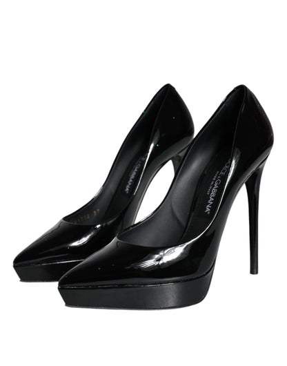 Dolce &amp; Gabbana Schwarze Pumps aus Leder mit Plateauabsatz