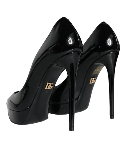 Dolce &amp; Gabbana Schwarze Pumps aus Leder mit Plateauabsatz