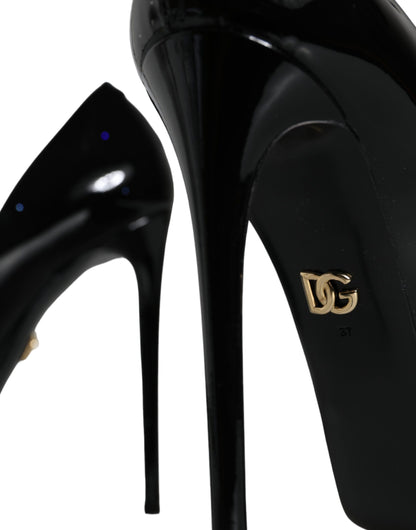 Dolce &amp; Gabbana Schwarze Pumps aus Leder mit Plateauabsatz