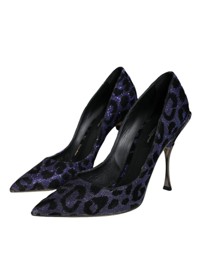 Dolce &amp; Gabbana Violett Leopard Lurex High Heels Pumps Schuhe