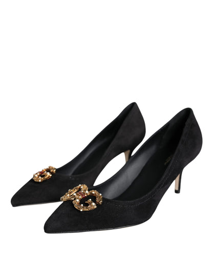 Dolce &amp; Gabbana Schwarze Amore Wildleder Bellucci Heels Pumps Schuhe