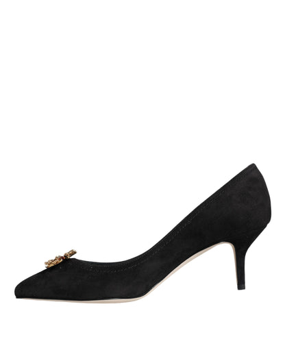 Dolce &amp; Gabbana Schwarze Amore Wildleder Bellucci Heels Pumps Schuhe