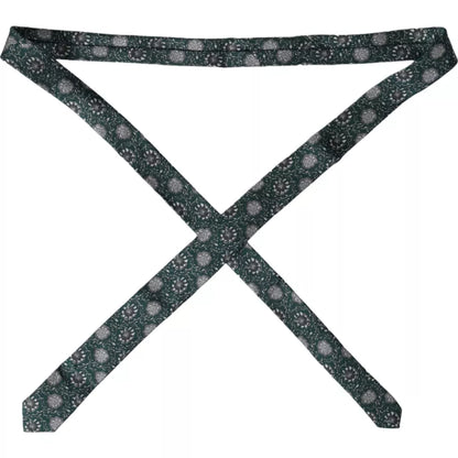 Dolce &amp; Gabbana Grüne, verstellbare Seidenkrawatte mit Blumendruck für Herren