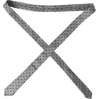 Dolce &amp; Gabbana Schwarz-Weiß-Punkt-Fantasie-Seidenkrawatte für Herren