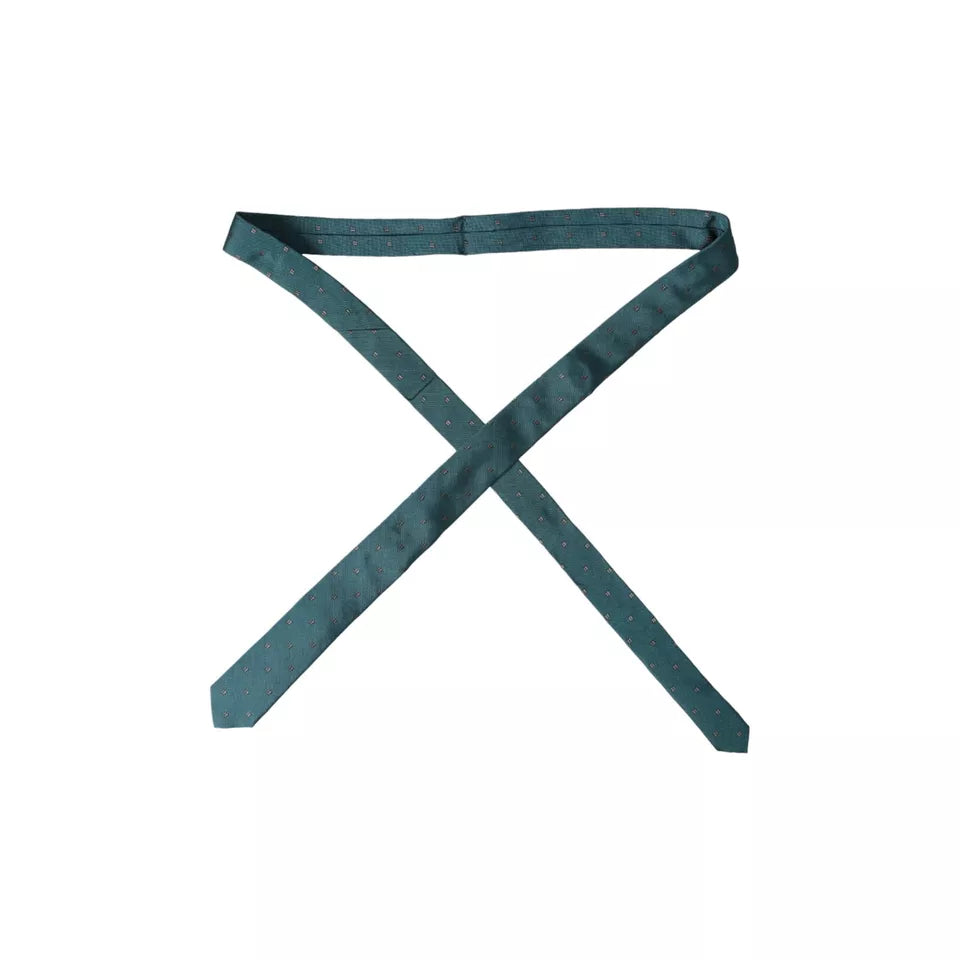 Dolce &amp; Gabbana – Verstellbare Herrenkrawatte aus grün gemusterter Seide