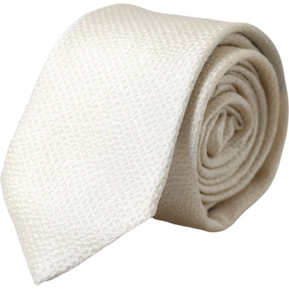 Dolce &amp; Gabbana – Verstellbare Krawatte aus 100 % Seide in Off-White für Herren