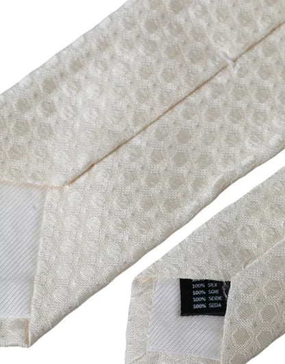 Dolce &amp; Gabbana – Verstellbare Seidenkrawatte in Off-White für Herren