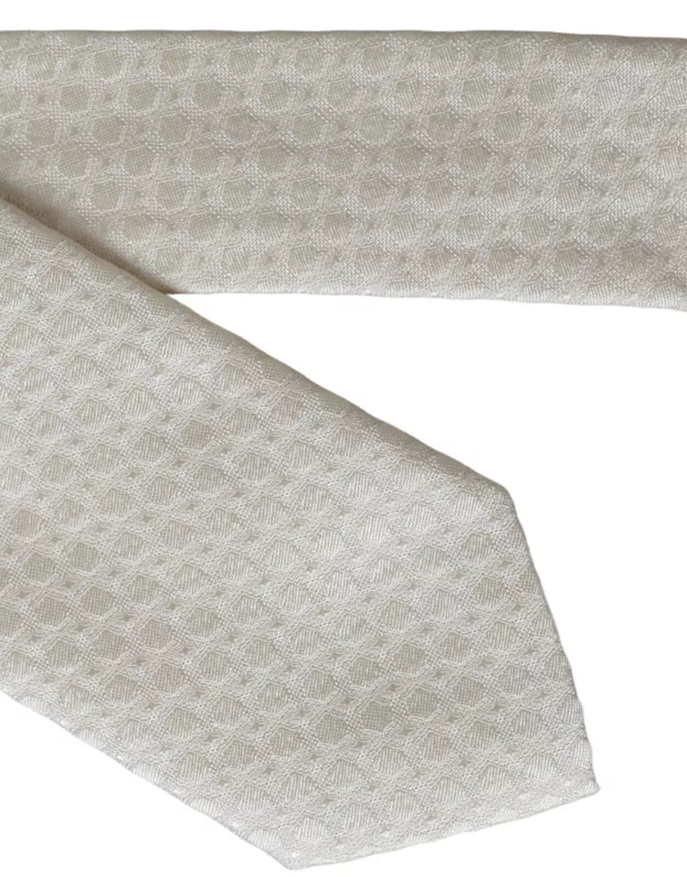 Dolce &amp; Gabbana – Verstellbare Seidenkrawatte in Off-White für Herren