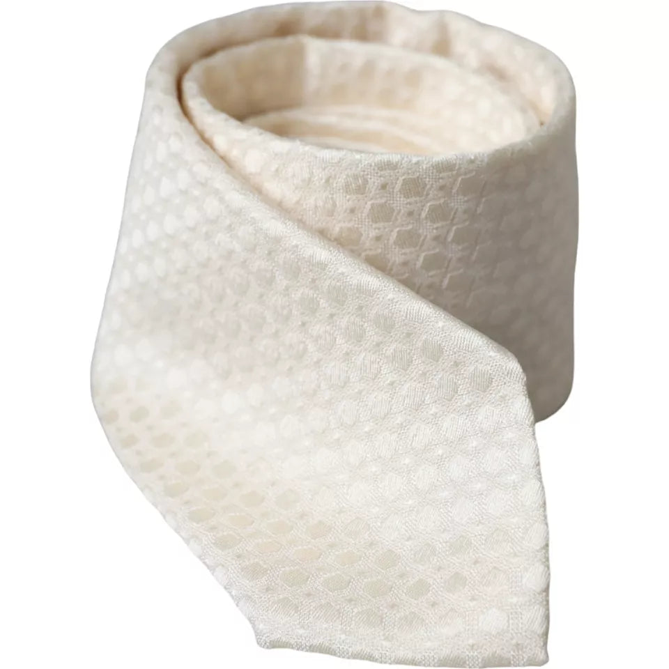 Dolce &amp; Gabbana – Verstellbare Seidenkrawatte in Off-White für Herren