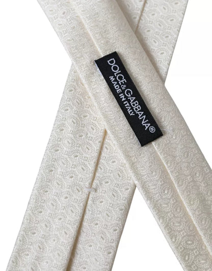 Dolce &amp; Gabbana – Gemusterte, verstellbare Seidenkrawatte für Herren in Off-White