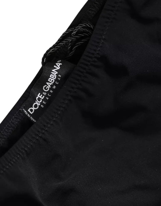 Dolce &amp; Gabbana Schwarzer Nylon-Badeanzug, Strandmode, Bikinihose