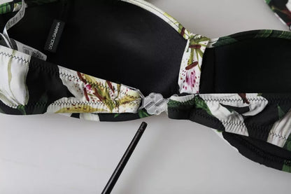 Dolce &amp; Gabbana Black Lily Neckholder-Bademode, Strandmode, Bikinioberteil