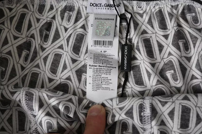 Dolce &amp; Gabbana Schwarz Weiß DG Logo Baumwolle Stretch Radlerhose Herren