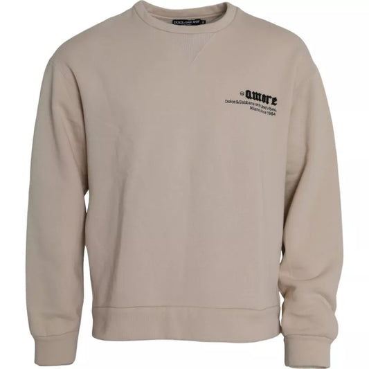 Dolce &amp; Gabbana Beige Baumwoll-Sweatshirt mit Rundhalsausschnitt