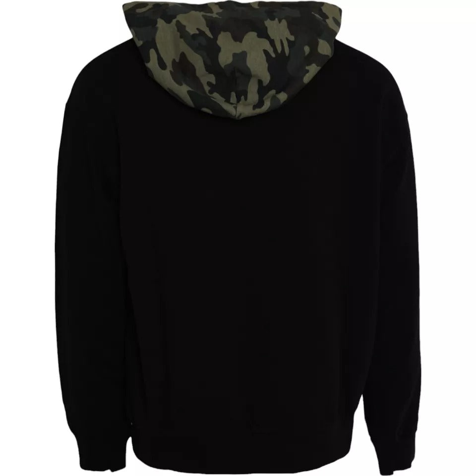 Dolce &amp; Gabbana Schwarzer Camouflage-Kapuzenpullover