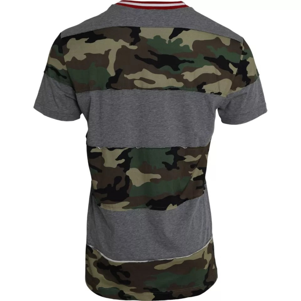 Dolce &amp; Gabbana Mehrfarbiges Camouflage-T-Shirt aus Baumwolle mit Rundhalsausschnitt für Herren