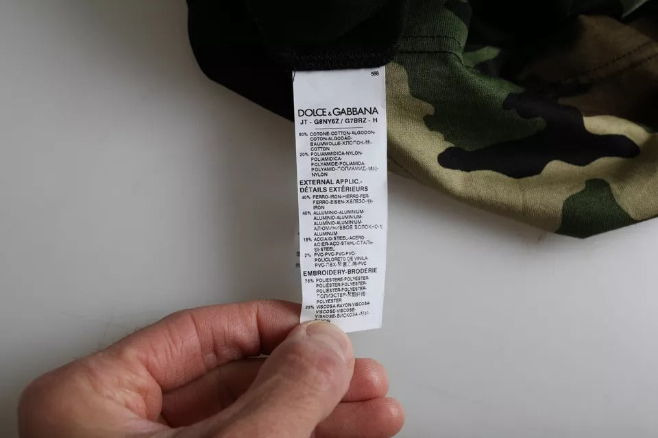 Dolce &amp; Gabbana Mehrfarbiges Camouflage-T-Shirt aus Baumwolle mit Rundhalsausschnitt für Herren