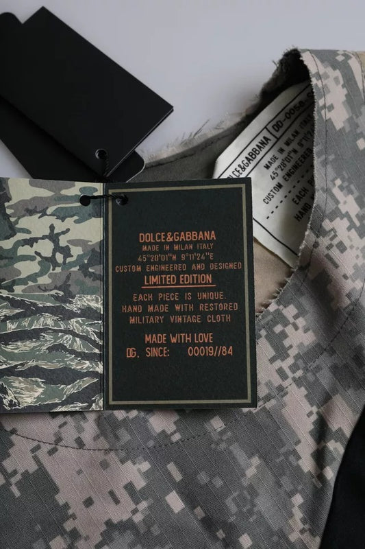 Dolce & Gabbana Mehrfarbiges Camouflage-T-Shirt aus Baumwolle mit Rundhalsausschnitt für Herren