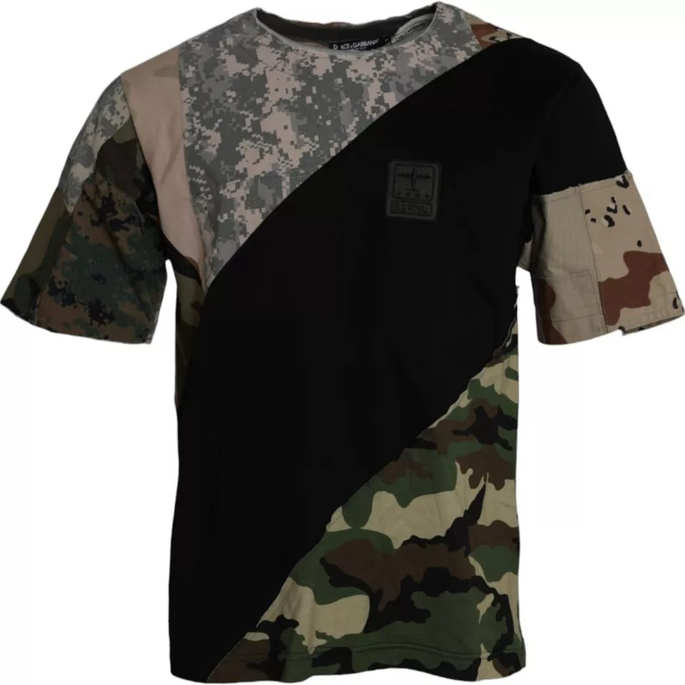 Dolce &amp; Gabbana Mehrfarbiges Camouflage-T-Shirt aus Baumwolle mit Rundhalsausschnitt für Herren