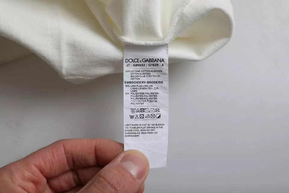 Dolce &amp; Gabbana Weißes T-Shirt aus Baumwolle mit Rundhalsausschnitt „Love &amp; Peace“