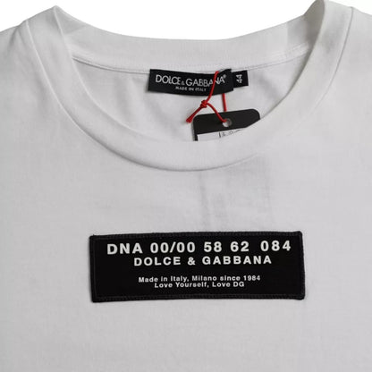 Dolce &amp; Gabbana Weißes Baumwoll-DG-Applikation-T-Shirt für Herren