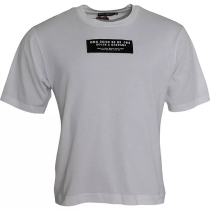 Dolce &amp; Gabbana Weißes Baumwoll-DG-Applikation-T-Shirt für Herren