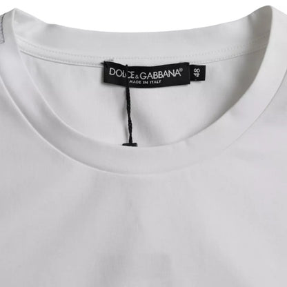 Dolce &amp; Gabbana – Weißes, kurzärmliges T-Shirt aus Baumwolle mit Rundhalsausschnitt