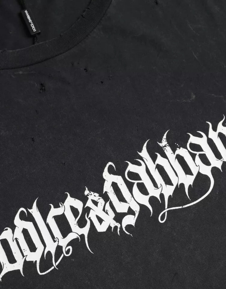 Dolce &amp; Gabbana – Schwarzes, grafisch bedrucktes, kurzärmliges Baumwoll-T-Shirt