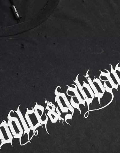 Dolce &amp; Gabbana – Schwarzes, grafisch bedrucktes, kurzärmliges Baumwoll-T-Shirt