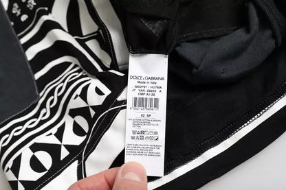 Dolce &amp; Gabbana – Schwarzes, grafisch bedrucktes, kurzärmliges Baumwoll-T-Shirt