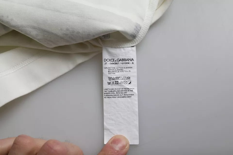 Dolce &amp; Gabbana – Weißes T-Shirt aus Baumwolle mit Bandana-Print und kurzen Ärmeln für Herren