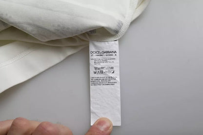 Dolce &amp; Gabbana – Weißes T-Shirt aus Baumwolle mit Bandana-Print und kurzen Ärmeln für Herren