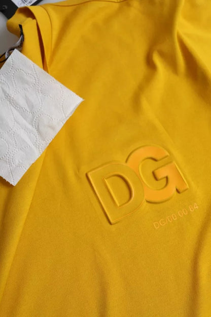 Dolce &amp; Gabbana – Dunkelgelbes T-Shirt aus Baumwolle mit Rundhalsausschnitt und Logo