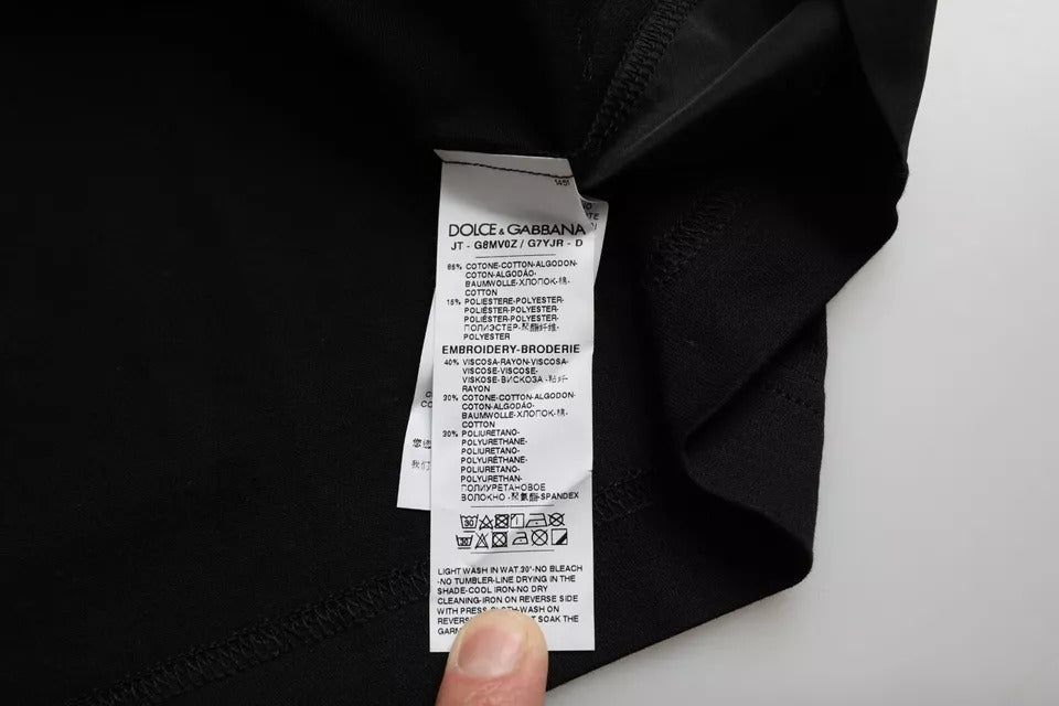 Dolce &amp; Gabbana – Schwarzes Herren-T-Shirt mit kurzen Ärmeln und Tasche aus Baumwolle
