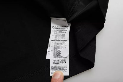 Dolce &amp; Gabbana – Schwarzes Herren-T-Shirt mit kurzen Ärmeln und Tasche aus Baumwolle