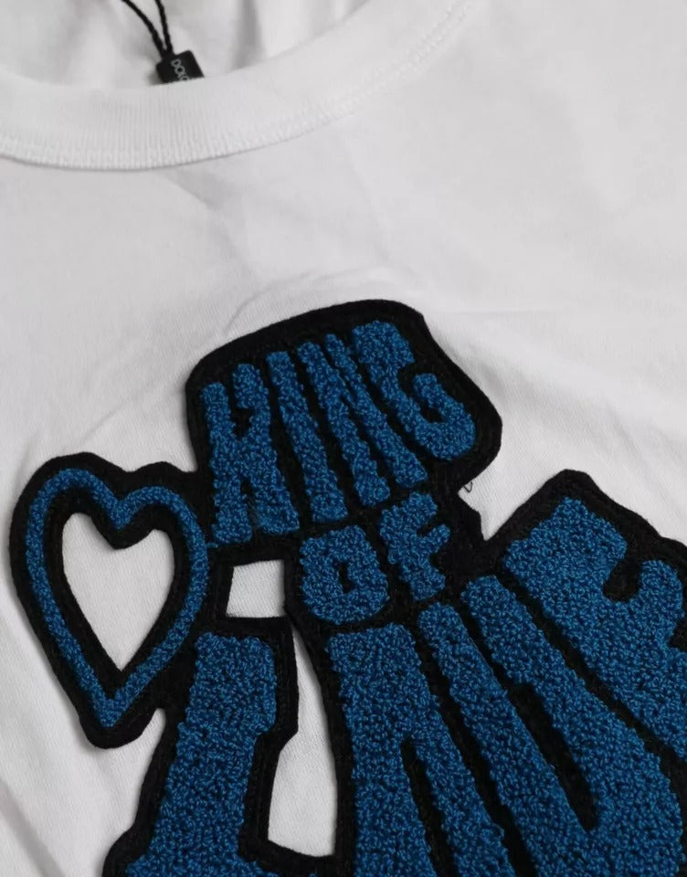 Dolce &amp; Gabbana – Weißes T-Shirt „King Of Love“ mit Rundhalsausschnitt und kurzen Ärmeln