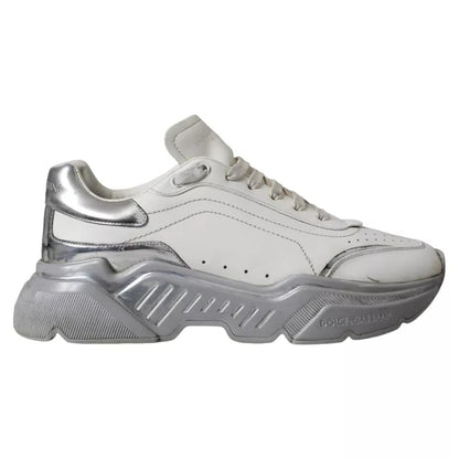 Dolce &amp; Gabbana Weiß Silber Daymaster Low Top Sneakers Schuhe